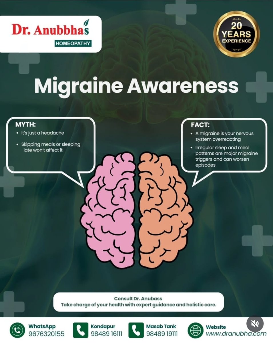 Dr Anubha Instagram post: migraine awareness, myth versus fact