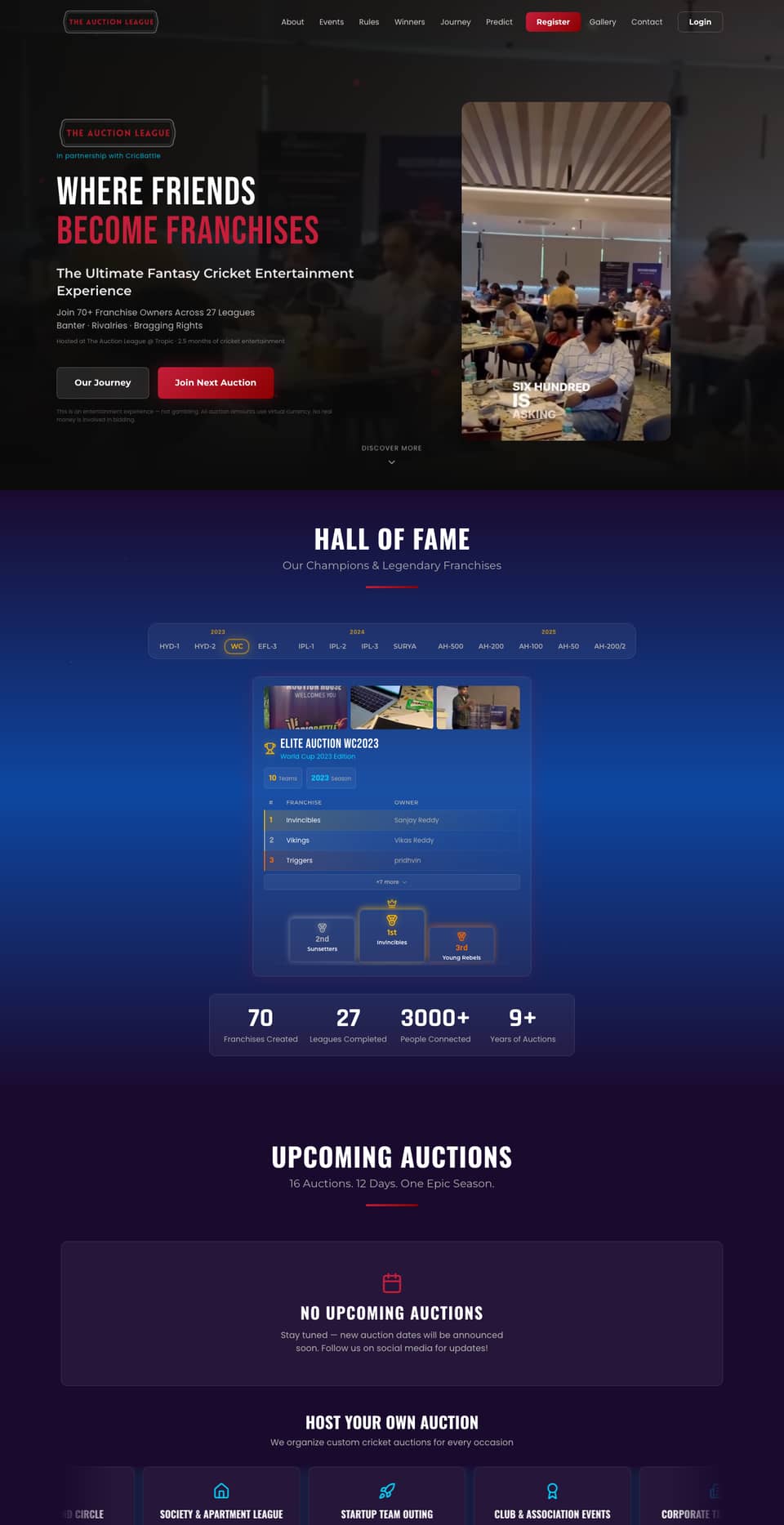 The Auction League website