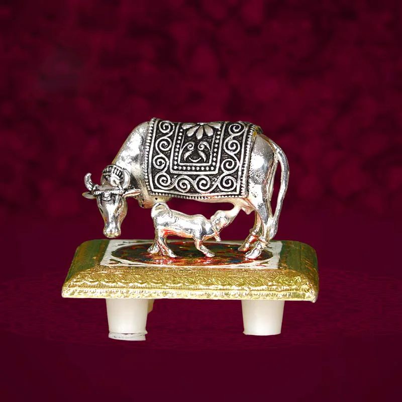 German silver vintage cow and calf idol